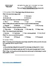 Đề kiểm tra học kì I Sinh học lớp 8 - Năm học 2015-2016 - Phòng GD & ĐT Vĩnh Tường